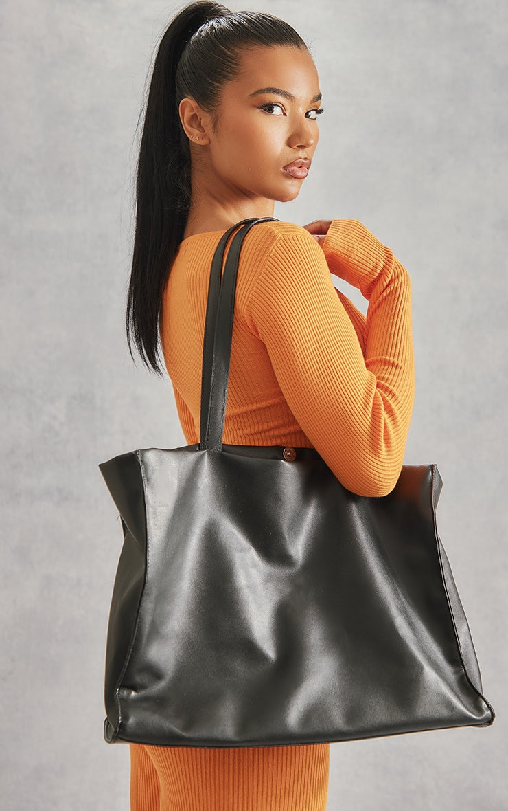 Black Rectangular Simple Tote